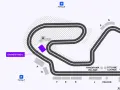 Mapa del circuito de Montmeló, con zonas de aparcamiento (P), gradas (GRANDSTAND L) y áreas de interés para la clasificación F1 Barcelona.