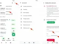 WhatsApp-Menü mit Pfeilen, die auf Einstellungen, Konto löschen und Telefonnummern-Eingabe zeigen.