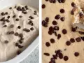 Dolci con ricotta e gocce di cioccolato, pronti per essere gustati. La consistenza cremosa invita a un assaggio goloso.