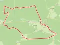 Mapa z zaznaczonymi trasami rowerowymi Śląsk. Czerwona linia wyznacza pętlę przez Działy, Rudy, Krasów i inne miejscowości.
