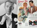 Fred Astaire con papillon, e pubblicità "Spur Tie" che mostra come mettere il papillon con stile.