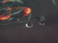 Gracze walczą z diablo 4 boss swiata, otoczeni płomieniami i zielonymi wirami.