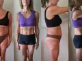 Transformation d'une femme après 50 ans : avant/après, montrant les résultats d'un programme pour se muscler.