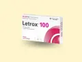 Opakowanie leku Letrox 100, zawierającego lewotyroksynę, 50 tabletek po 100 µg. Informacja o zmianie składu.