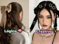 Dos peinados aesthetic: uno con moño beige y ondas, y otro con trenzas y accesorios de estrellas.
