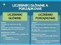 Porównanie liczebników głównych (ile?) i porządkowych (który?). Przykłady: dwa psy, cztery filmy, pierwszy dzień, trzecia książka.