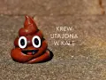 Uśmiechnięta kupa z oczami i napisem "krew utajona w kale".