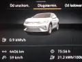 Na ekranie VW ID.5 widać dane: 4406 km przejechane, średnie zużycie 21.2 kWh/100km. Zasięg jest dobry!