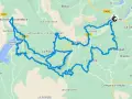 Mappa con itinerari moto Francia, un percorso tortuoso tra Moustiers-Sainte-Marie e Trigance, attraverso gole e villaggi pittoreschi.