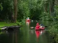 Familien-Kanu-Tour durch grüne Wälder. Perfekt für die Ferien Mecklenburg-Vorpommern 2026.