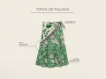 Falda envolvente de algodón 100% con estampado floral en verde y blanco. Explora diversos tipos de faldas para tu guardarropa.