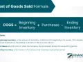 Cost of Goods Sold (COGS) formula: Beginning Inventory + Purchases - Ending Inventory. This helps calculate the cost of goods.