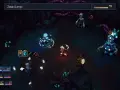 Combate en el **sea of stars dlc**. Personajes luchan contra zombis y un monstruo azul en un entorno oscuro.