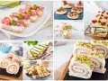 Sfogliando queste immagini, scopri tante idee per apericena a casa: tartine, rotoli di salmone, sandwich a strati e involtini salati.