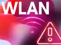 Warnsymbol: WLAN wird nicht angezeigt. Rote, organische Formen und ein Ausrufezeichen im Dreieck.