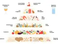 Piramide żywienia: codzienne owoce, warzywa, oliwa, ryby, nabiał, mięso, alkohol. Idealne dieta śródziemnomorska przepisy na cały tydzień.