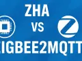 Comparativa visual entre ZHA y Zigbee2MQTT, dos protocolos para domótica.