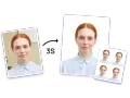 Zrób sobie zdjęcie do dowodu online za darmo! Na zdjęciu młoda kobieta z rudymi włosami, przygotowana do zrobienia idealnego zdjęcia.