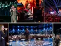 Wielki koncert pieśni współczesne: artyści na scenie, chór, publiczność z telefonami, pianista, akordeonista i skrzypaczka.