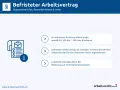 Grafik erklärt, wann ein befristeter Arbeitsvertrag endet. Ein befristetes Arbeitsverhältnis endet ohne Kündigung.