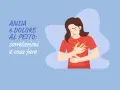 Donna con dolore al petto, un sintomo che può far pensare che si può morire d'ansia. Testo: Ansia e dolore al petto.