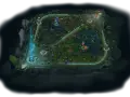 Mapa gry League of Legends z widocznymi ścieżkami, wieżami i bazami.