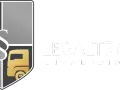 Logo z lwem, paragrafem i ciężarówką. Napis "LEGALTRANS KANCELARIA TRANSPORTOWA".