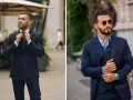 Uomini eleganti in abiti scuri, perfetti per un'occasione di cocktail attire.