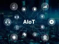 AIoT concept with icons representing devices and services, illustrating seamless iot integration.