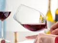 Degustazione di vino rosso. Un enologo esperto valuta il colore e la limpidezza, pronto per nuove sfide. Cerco lavoro enologo.