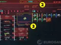 Interfejs gry Cyberpunk 2077: ekwipunek, handel i zasady gry. Widok menu z przedmiotami, w tym legendarną "Tabulą E-Rasa".