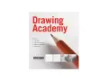 Okładka książki "Drawing Academy" z ołówkiem i przykładami rysunków. Nauka rysunku od podstaw.