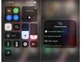 iPhone-skärmen visar kontrollcenter med alternativ för skärmspegling, inklusive AirPlay till Apple TV.
