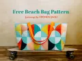 Bolso de playa acolchado con diseño geométrico de círculos y naranjas. ¡Descarga gratis patrones de bolsos de playa!