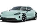 Miętowe porsche elektryczne z czarnymi felgami, gotowe do ekologicznej jazdy.