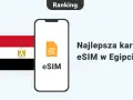 Ranking najlepszej karty eSIM w Egipcie. Flaga Egiptu obok telefonu z ikoną eSIM.