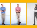 Trzech mężczyzn prezentuje różne style ubierania się: casualowy polo, elegancki z koszulą i garnitur w kratę.
