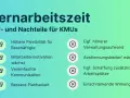 Vorteile der Kernarbeitszeit-Definition für KMUs: höhere Flexibilität, Mitarbeitermotivation, vereinfachte Kommunikation, bessere Planbarkeit. Nachteile: höherer Verwaltungsaufwand, Abstimmungsbedarf, Schaffung zusätzlicher Arbeitsplätze, einschränkend...
