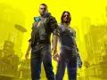 Dos hombres en Night City, uno con chaqueta de cuero y otro con chaleco táctico, listos para aplicar trucos de Cyberpunk 2077.