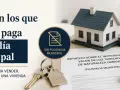 Guía sobre casos en los que NO se paga plusvalía municipal. Incluye casa modelo, martillo de juez, llaves y calculadora.