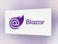 Das Blazor Server Logo mit dem @-Symbol und dem Schriftzug "Blazor" auf weißem Hintergrund.