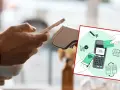 Płatność zbliżeniowa telefonem. Dwie dłonie zbliżają smartfony do terminala płatniczego, pokazując wygodę i szybkość transakcji.