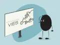 Un personaje negro mira un cartel que dice "VIES VAT Information Exchange System" y un mapa de Europa. ¿Qué es el VAT?