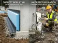 Prawidłowa izolacja płyty fundamentowej z XPS i hydroizolacją kontra uszkodzona, zawilgocona izolacja EPS.