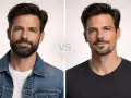 Hombre con perilla completa y barba de chivo. Comparativa de estilos de vello facial masculino.