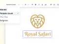 Edytor tekstu z opcją dodawania znaku wodnego do wielu zdjęć. Wybór czcionki "Berkshire Swash" dla tekstu "Royal Safari".