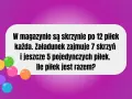 Kolorowe piłki i tekst z zadaniem matematycznym.