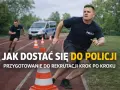 Policjanci biegają na bieżni z pachołkami. Dowiedz się, jak dostać się do policji i przygotować do rekrutacji.