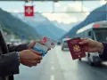 Przejście graniczne ze Szwajcarią. Czy do Szwajcarii potrzebny jest paszport? Pokazano paszport i karty identyfikacyjne.