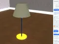 Lampe sur pied avec abat-jour beige, prête à refaire un abat-jour. Paramètres 3D pour ajuster l'ampoule.